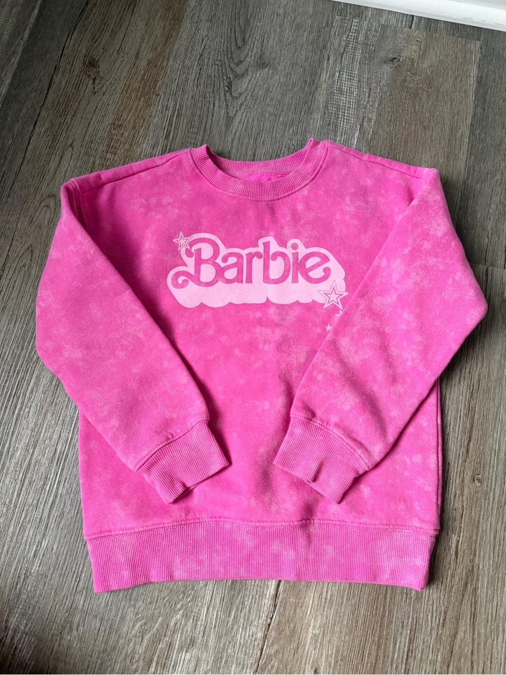 Barbie Girls' Pink Logo Sweatshirt Kids Crewneck Graphic Sweatshirt Size 6 / 6X